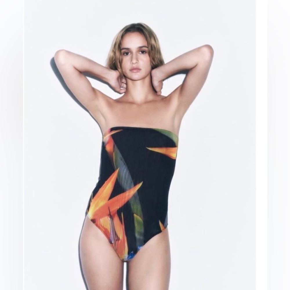 Zara Strapless Tulle Printed Bodysuit (never worn/ pristine condition)